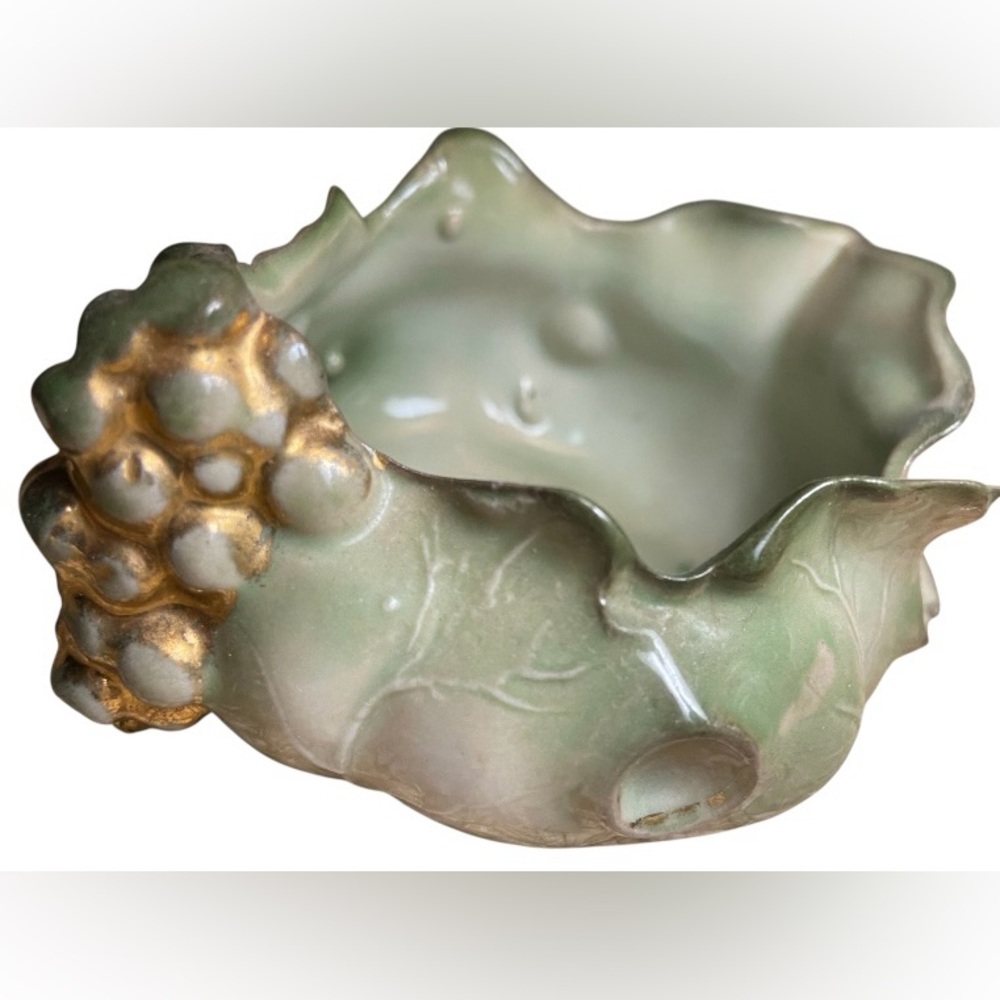 Elegant Green and Gold Ceramic Creamer